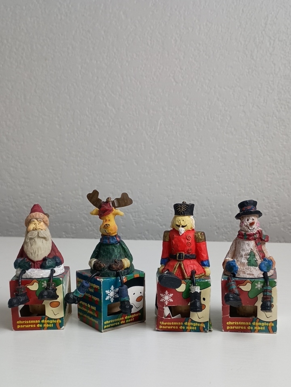 Christmas Danglers Hand Painted Bottle Topper Stoppers Cork Wine